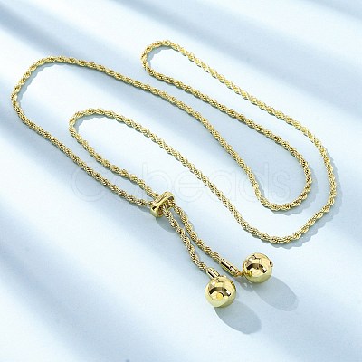 Round Brass Slider Lariat Necklaces for Women NJEW-G162-05G-1