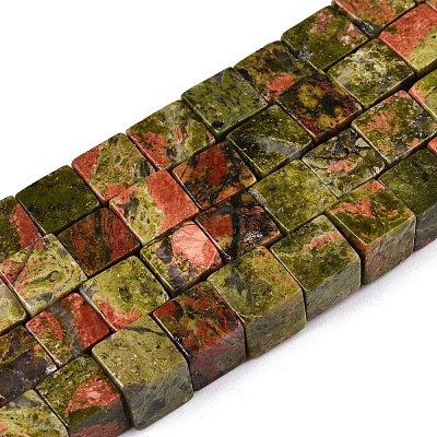 Natural Unakite Beads Strands G-T139-8x8-08A-1