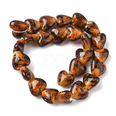 Handmade Gold Sand Lampwork Beads Strands LAMP-Q045-08A-02-1