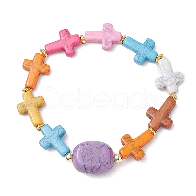 Cross Acrylic Stretch Bracelets BJEW-JB12616-1
