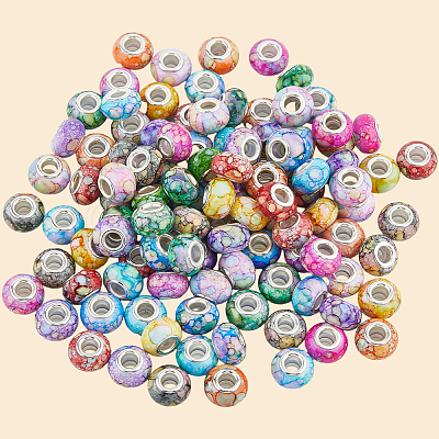 120Pcs 10 Colors Opaque Resin European Beads RPDL-LT0001-01-1