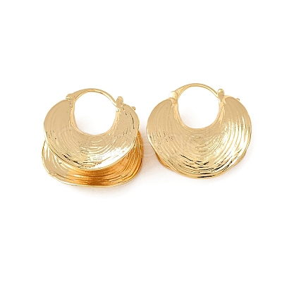 Textured Moon Brass Hoop Earrings EJEW-D346-10G-1