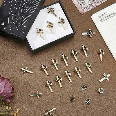 24Pcs Cross Alloy Lapel Pin Backs for Backpack Clothes JEWB-FH0002-99A-1