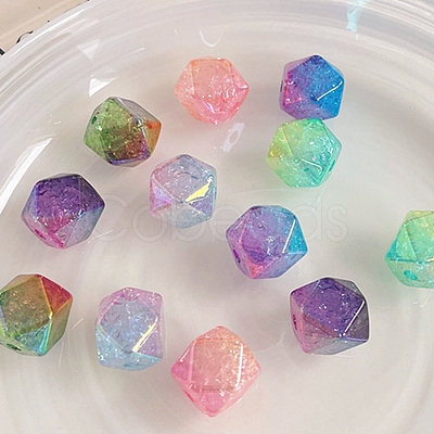 Transparent Crackle Acrylic Beads X-OACR-K008-10-1