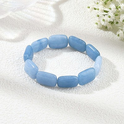 Dyed Natural Aquamarine Rectangle Beaded Stretch Bracelets for Women BJEW-JB14447-1