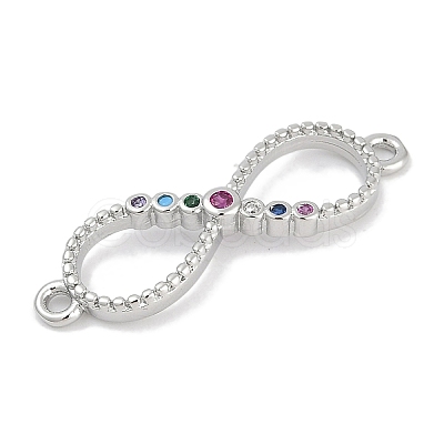 Brass Micro Pave Colorful Cubic Zirconia Infinity Connector Charms KK-Q028-65P-1