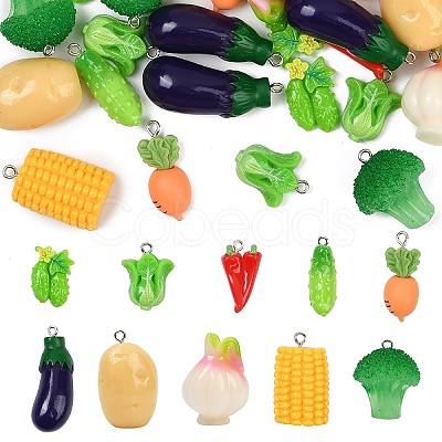 30Pcs 10 Styles Resin Pendants RESI-YW0004-20-1