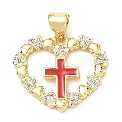 Religion Cross Brass Micro Pave Clear Cubic Zirconia Pendants CU-CBA83A6-03F-G-1