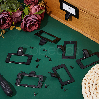 25Pcs Rectangle Zinc Alloy Label Frame Card Holder AJEW-FH0008-75C-1