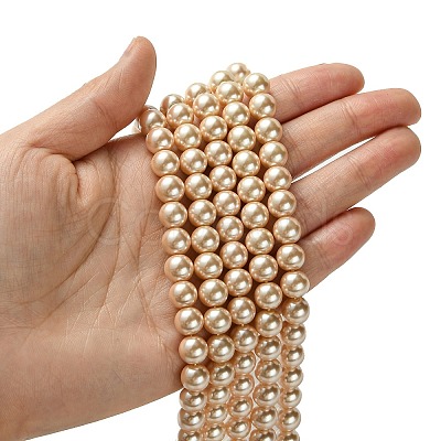 Eco-Friendly Dyed Glass Pearl Round Beads Strands HY-A002-8mm-RB092-1