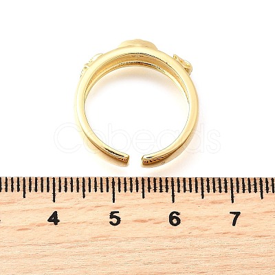 Ocean Theme Brass Micro Pave Cubic Zirconia Cuff Rings for Women RJEW-F184-17I-G-1