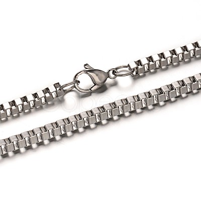 Tarnish Resistant 304 Stainless Steel Venice Chain Box Chain Necklaces NJEW-E049-03P-1