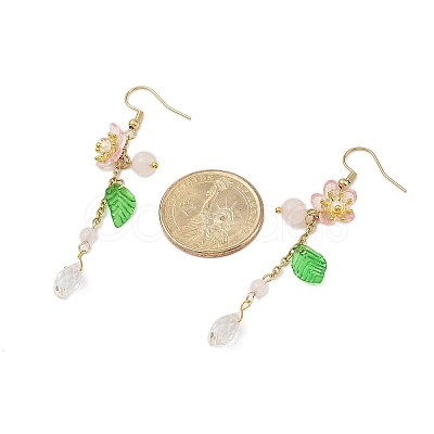 Amethyst/Green Aventurine/Lemon Jade/Synthetic Turquoise/Rose Quartz & Acrylic Dangle Earrings EJEW-JE06196-1