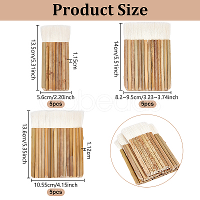 15Pcs 3 Styles Bamboo Handle Wool Paint Brush TOOL-OC0002-21-1