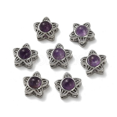 Brass Pave Natural Amethyst Multi-Strand Links KK-D366-01P-B-1