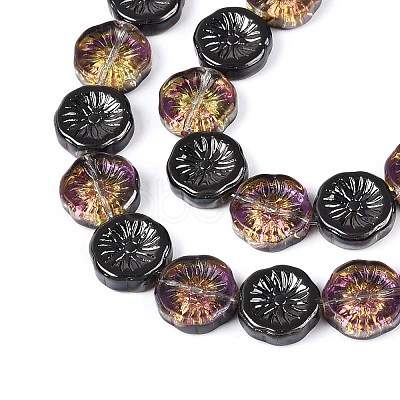 Half Electroplate Baking Paint Glass Beads Strands EGLA-K061-11A-AB11-1