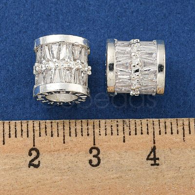 Rack Plating Brass Micro Pave Clear Cubic Zirconia Beads KK-L215-308S-1