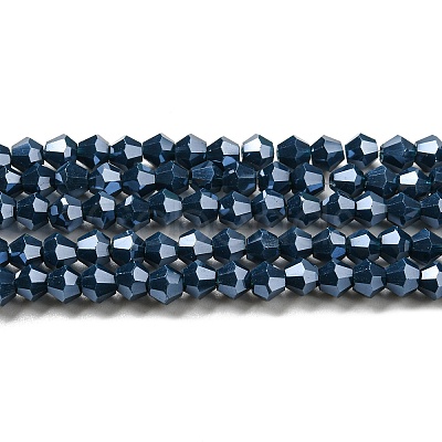 Opaque Solid Color Electroplate Glass Beads Strands GLAA-F029-P4mm-C09-1