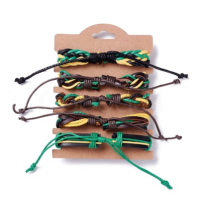 Leather Cord Bracelets Set for Men Women BJEW-C005-02D-1