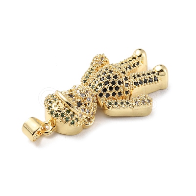 Brass Micro Pave Cubic Zirconia Pendants KK-P233-01G-1