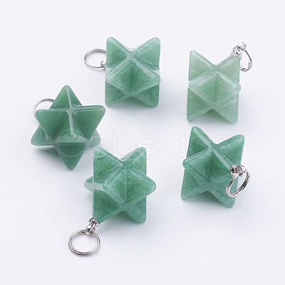 Natural Green Aventurine Pendants X-G-E398-02G-1