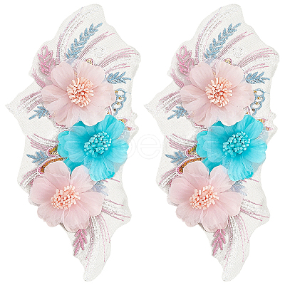 Polyester Embroidery Lace Cloth Patches AJEW-WH20070-077-1