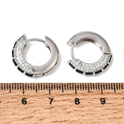 Brass Micro Pave Cubic Zirconia Hoop Earrings KK-CBA8324-22P-1