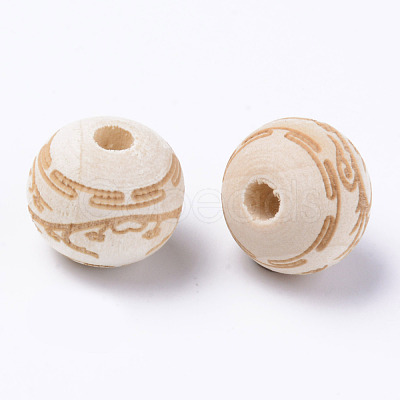 Unfinished Natural Wood European Beads WOOD-S057-009A-1