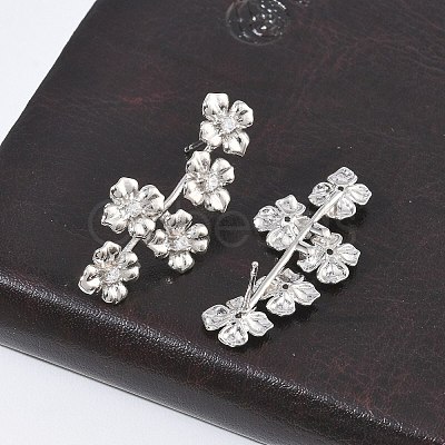 Brass Micro Pave Cubic Zirconia Stud Earrings for Women EJEW-A167-24P-1