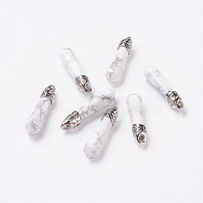 Natural Howlite Pointed Pendants G-P309-04-1
