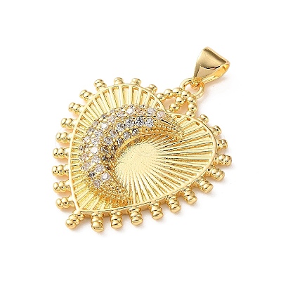 Brass Micro Pave Clear Cubic Zirconia Pendants CU-CBA03AF-10A-G-1