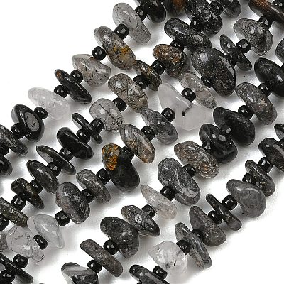 Natural Tourmalinated Quartz Beads Strands GG-CBA3A44-B01-01-1