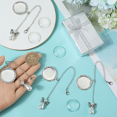 Angel & Flat Round Brass Rhinestone Doctoral Cap Graduation Hanging Pendants HJEW-SP00003-1