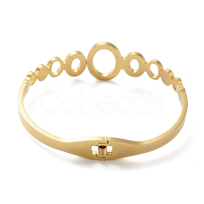 304 Stainless Steel Micro Pave Clear Cubic Zirconia Hollow Oval Hinged Bangles for Women LS-BJEW-E099-02G-1