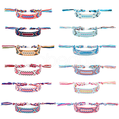 ANATTASOUL 12Pcs 12 Colors Polyester Braided Cord Bracelets Set BJEW-AN0001-56-1