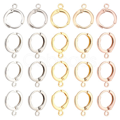 ARRICRAFT 20Pcs 5 Colors Brass Huggie Hoop Earring Findings KK-AR0002-81-1