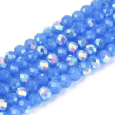 AB Color Plated Opaque Glass Rondelle Beads Strands EGLA-T029-4mm-09J-1