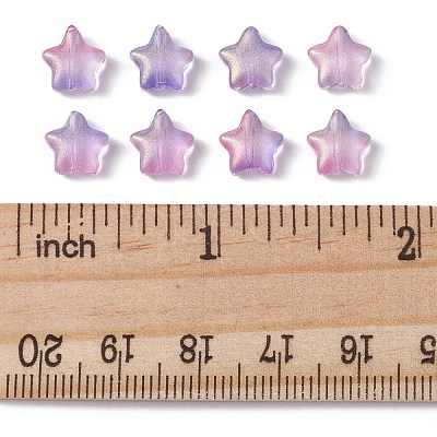 Transparent Spray Painted Glass Beads GLAA-FS0001-62B-1