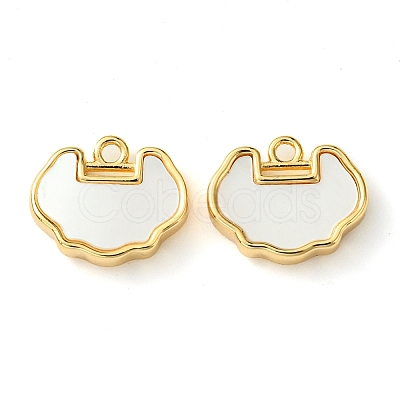 Brass Pave Shell Charms KK-M277-04B-G-1