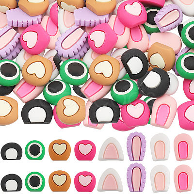 48 Pairs 8 Styles Cute Opaque Resin Cabochons RESI-SC0003-08-1