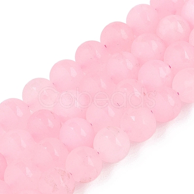 Frosted Natural White Jade Beads Strands G-T138-8mm-209E-1