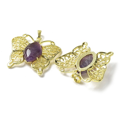 Natural Amethyst Pendants G-M288-01G-14-1