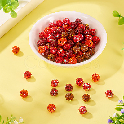 100Pcs 5 Colors Pave Disco Ball Beads RB-TA0001-25-1