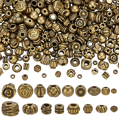 300Pcs 17 Styles Tibetan Style Alloy Beads TIBE-PH0007-68-1