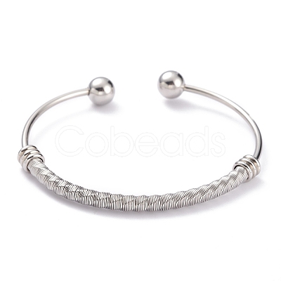PVD Vacuum Plating 201 Stainless Steel Torque Bangles BJEW-O182-02P-1-1