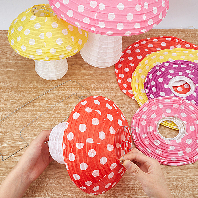 ARRICRAFT 8 Sets 8 Style 3D Mushroom-shaped Paper Lantern AJEW-AR0001-27-1