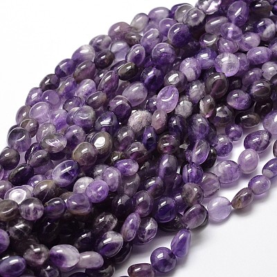 Natural Chevron Amethyst Smooth Nuggets Beads Strands G-J335-08-1