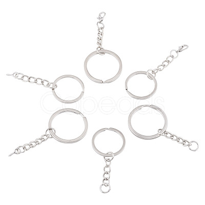 60Pcs 6 Styles Iron Split Key Rings FIND-TA0008-13-1