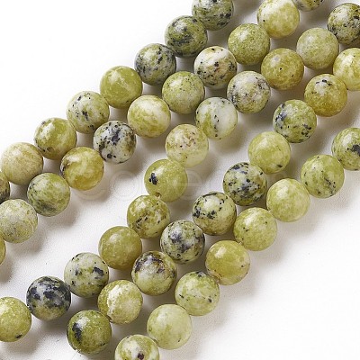 Natural Yellow Turquoise(Jasper) Beads Strands G-Q462-8mm-22-1