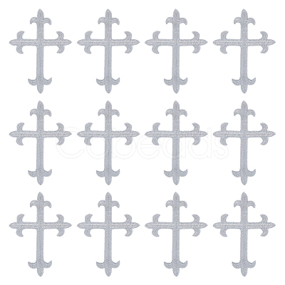 Cross Fleury Polyester Embroidery Iron on Applique Patch PATC-WH0005-44C-1